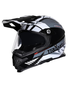 Casco Dual Sport TRIANGLE AH609 Negro Blanco para Motocicleta