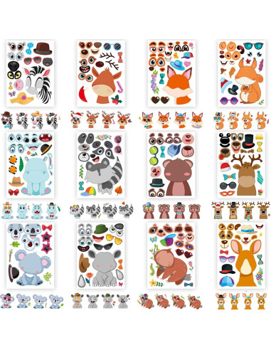 Stickers de Animales DUJAA 24 Diseños Creativos para Niños