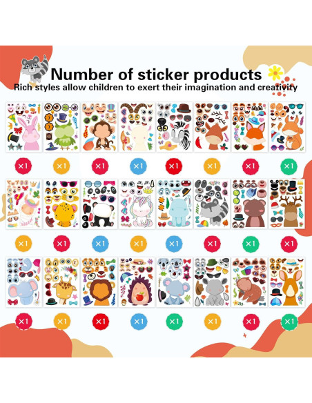 Stickers de Animales DUJAA 24 Diseños Creativos para Niños