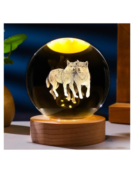 Bola de Cristal 3D Coyoohouse con Luz LED - Lobos Bola de Cristal 3D Coyoohouse con Luz LED - Lobos