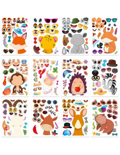24 Stickers de Animales DUJAA para Crear Caras Divertidas 2