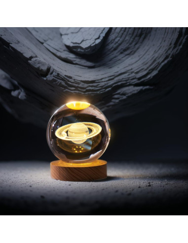 Luz Nocturna 3D Saturno KAZETEC con Base LED 8cm