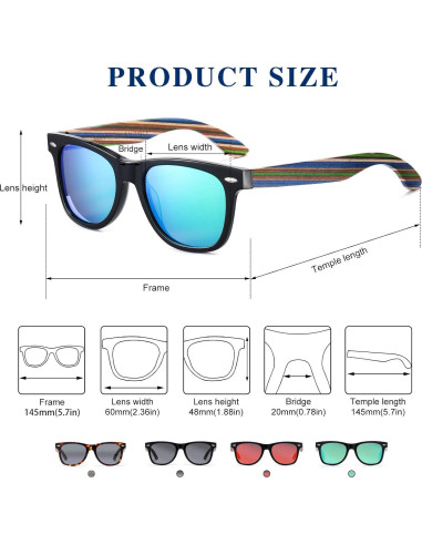 Gafas de sol de madera DUCO polarizadas UV400 para hombres