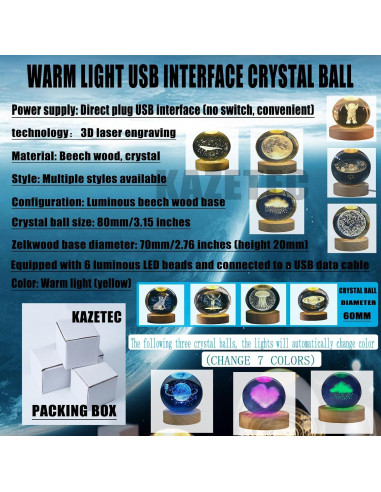 Lámpara de Noche 3D KAZETEC Sistema Solar 80mm USB