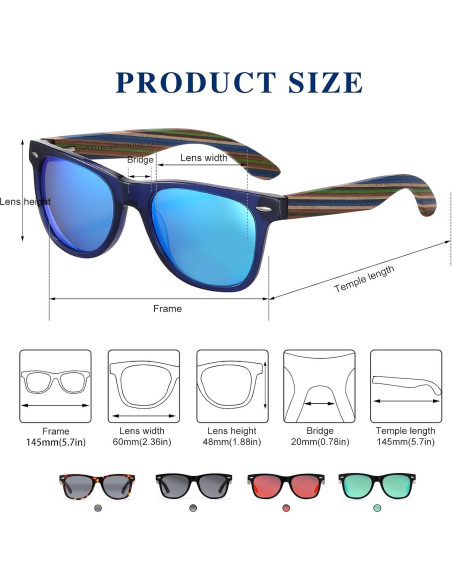 Gafas de sol de madera DUCO polarizadas UV400 para hombres Gafas de sol de madera DUCO polarizadas UV400 para hombres
