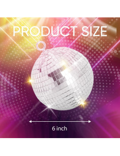 Bola de Espejo Disco Plata 15 cm con Anillo para Fiestas 2