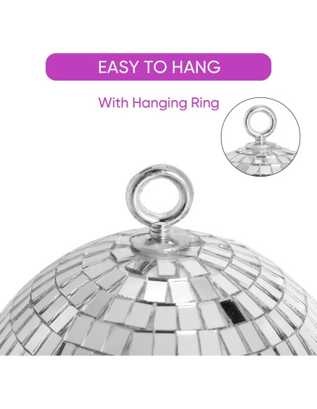 Bola de Espejo Disco Plata 15 cm con Anillo para Fiestas Bola de Espejo Disco Plata 15 cm con Anillo para Fiestas