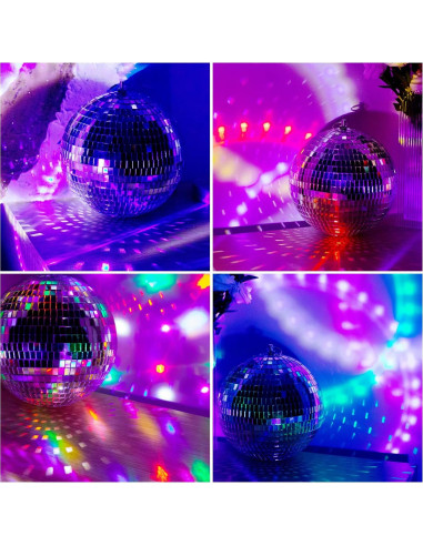 Bola de Espejo Disco Plata 15 cm con Anillo para Fiestas