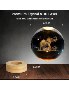 Luz Nocturna 3D Elefante ZXBLAQ con Base de Madera LED 16 Colores 2
