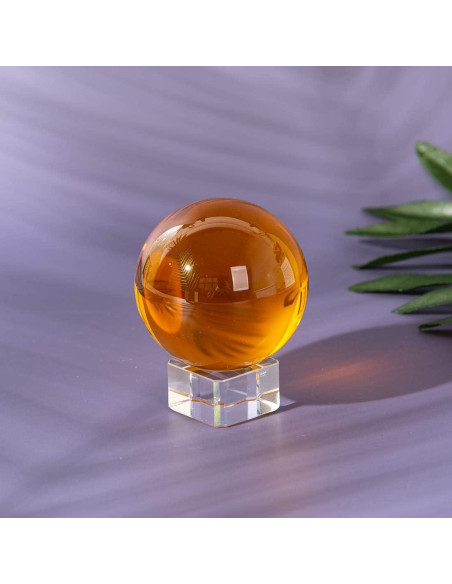 Bola de Cristal K9 50mm LONGWIN con Soporte Ámbar Bola de Cristal K9 50mm LONGWIN con Soporte Ámbar