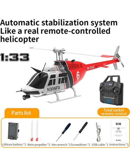 Helicóptero RC OYDL C138 6CH con Giroscopio y Acrobacias Helicóptero RC OYDL C138 6CH con Giroscopio y Acrobacias