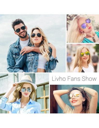Gafas de sol aviador polarizadas Livho UV400 Oro Lila