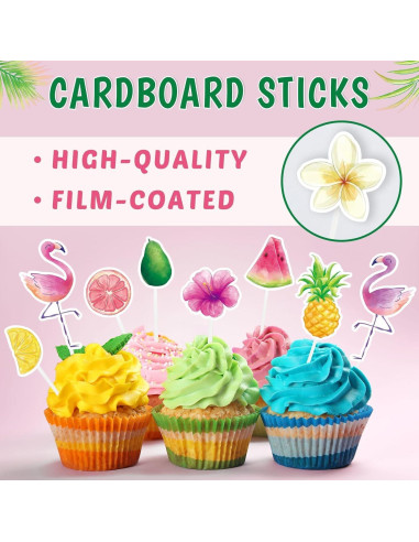 Adornos para Cupcakes WERNNSAI 40 Piezas Flamenco Tropical