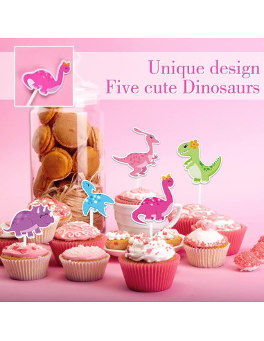 Adornos de Cupcake Dinosaurio WERNNSAI 35 Piezas Fiesta