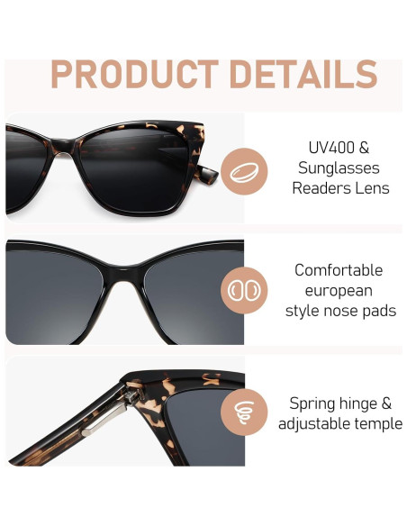Gafas de lectura LKEYE estilo gato ojo 4.0D solares Gafas de lectura LKEYE estilo gato ojo 4.0D solares