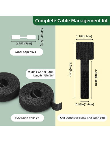48 Bridas de Gestión de Cables Autoadhesivas Tihaolity Negro