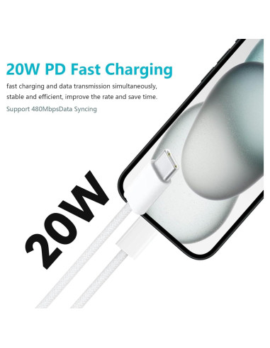 Cargador Rápido 20W USB C CYQAPC para iPhone y iPad