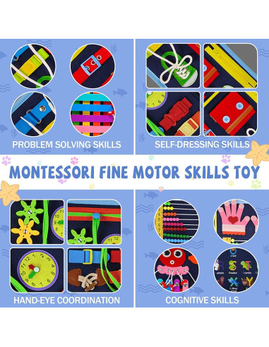 Busy Board Montessori Gojmzo 21 en 1 para niños 1-4 años