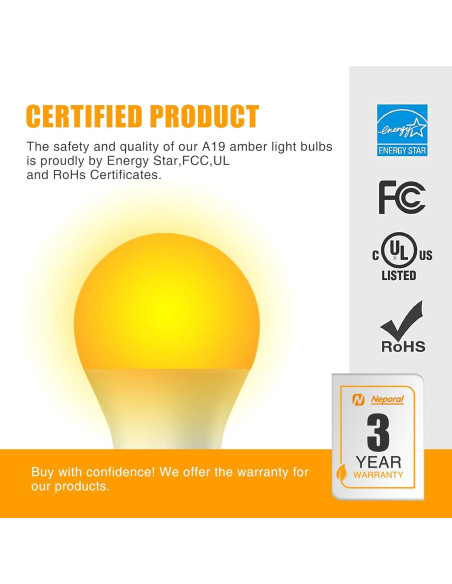 Bombillas LED Ámbar Neporal 9W 1800K Paquete de 6 Bombillas LED Ámbar Neporal 9W 1800K Paquete de 6