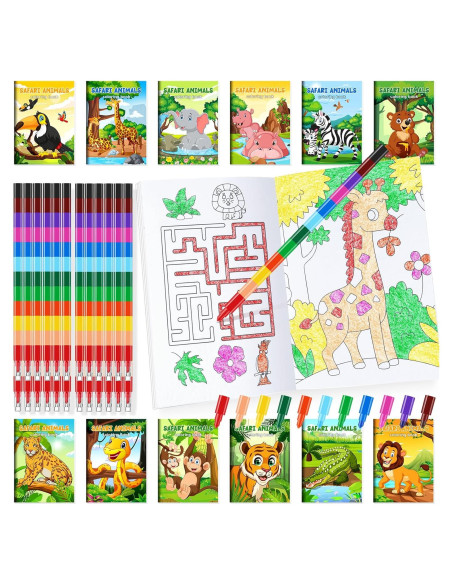 BenLouis Libros de Colorear Mini Safari 24 Crayones Niños BenLouis Libros de Colorear Mini Safari 24 Crayones Niños