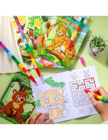 BenLouis Libros de Colorear Mini Safari 24 Crayones Niños BenLouis Libros de Colorear Mini Safari 24 Crayones Niños