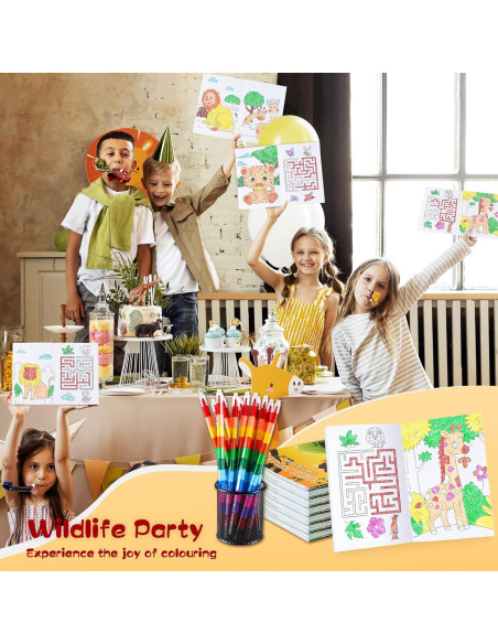 BenLouis Libros de Colorear Mini Safari 24 Crayones Niños BenLouis Libros de Colorear Mini Safari 24 Crayones Niños