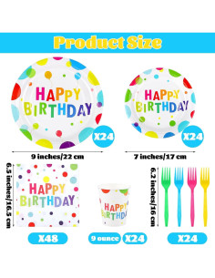 Set de Fiesta de Cumpleaños Kochorie 144 Piezas Colorido 2