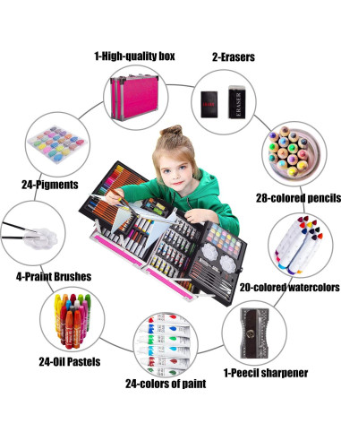 Kit de Arte KINSPORY 139 Piezas para Niños Rosa
