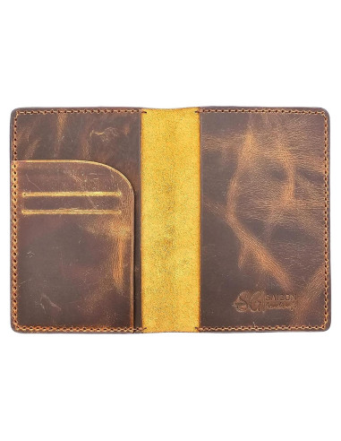 Portafolio de Pasaporte de Cuero Genuino Hecho a Mano - Estilo A