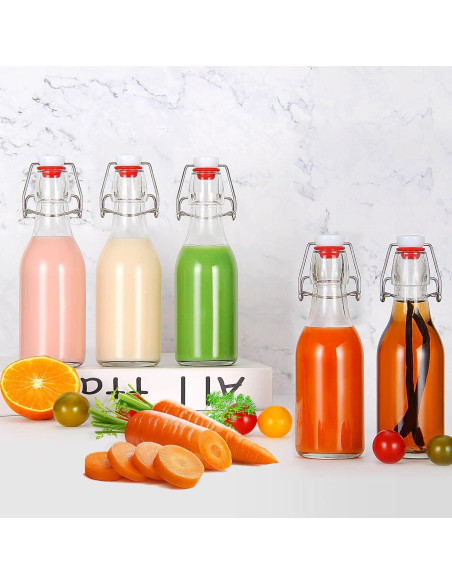 Botellas de vidrio 8oz YEBODA con tapa abatible - Paquete de 9 Botellas de vidrio 8oz YEBODA con tapa abatible - Paquete de 9