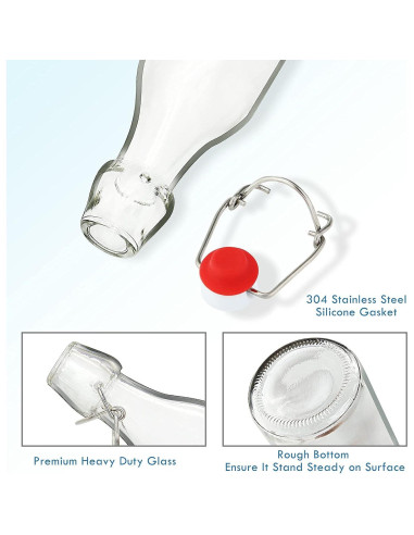 Botellas de vidrio 8oz YEBODA con tapa abatible - Paquete de 9