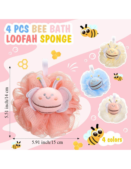 Set de 4 Esponjas de Baño Exfoliantes Reallnaive Abeja Multicolor Set de 4 Esponjas de Baño Exfoliantes Reallnaive Abeja Multicolor