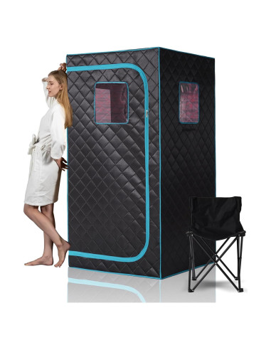 Sauna Infrarroja Portátil Hoolife para 1 Persona - Negro Verde