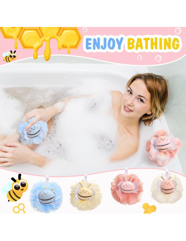 Set de 4 Esponjas de Baño Exfoliantes Reallnaive Abeja Multicolor