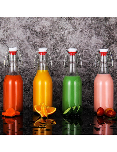 Botellas de vidrio 8oz YEBODA con tapa abatible - Paquete de 9