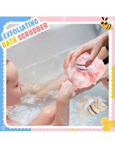 Set de 4 Esponjas de Baño Exfoliantes Reallnaive Abeja Multicolor