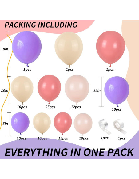 Kit Arco de Globos Isndare Rosa Púrpura y Blanco 105 Piezas Kit Arco de Globos Isndare Rosa Púrpura y Blanco 105 Piezas