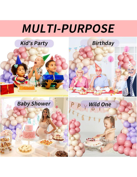 Kit Arco de Globos Isndare Rosa Púrpura y Blanco 105 Piezas Kit Arco de Globos Isndare Rosa Púrpura y Blanco 105 Piezas