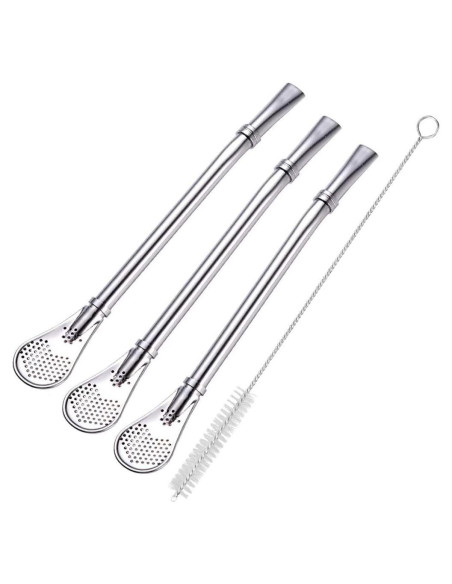 Juego de 3 Pajitas Bombilla de Acero Inoxidable 15.5 cm Datconect Juego de 3 Pajitas Bombilla de Acero Inoxidable 15.5 cm Datconect