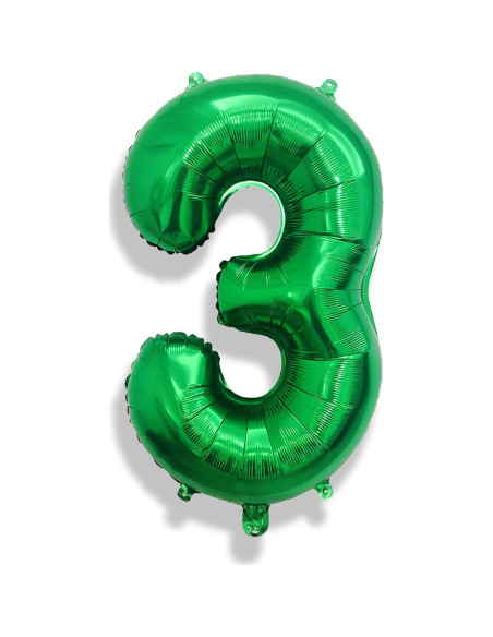 Globo de Número 3 Verde Esmeralda 101,6 cm para Fiesta Globo de Número 3 Verde Esmeralda 101,6 cm para Fiesta