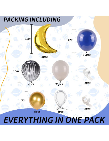 Kit de Arco de Globos Isndare Astronauta 75 Piezas Kit de Arco de Globos Isndare Astronauta 75 Piezas