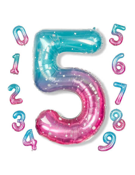 Globo Gigante Sirena 5 Estrellado 101 cm Mylar Teal Rosa Globo Gigante Sirena 5 Estrellado 101 cm Mylar Teal Rosa