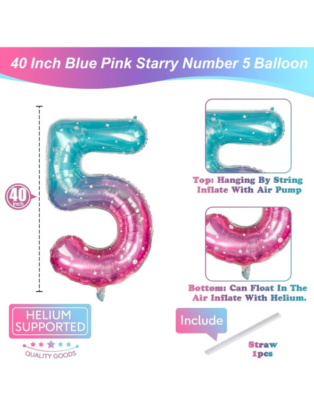 Globo Gigante Sirena 5 Estrellado 101 cm Mylar Teal Rosa Globo Gigante Sirena 5 Estrellado 101 cm Mylar Teal Rosa