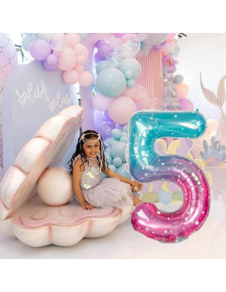 Globo Gigante Sirena 5 Estrellado 101 cm Mylar Teal Rosa Globo Gigante Sirena 5 Estrellado 101 cm Mylar Teal Rosa