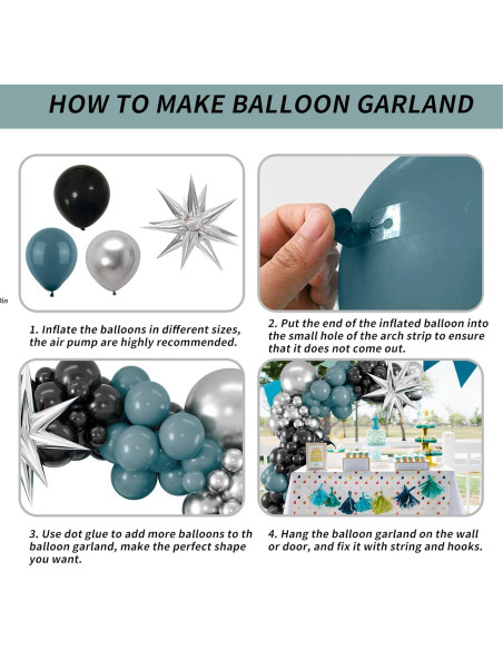 Kit Arco Globos Isndare Azul Negro Plateado 20 Piezas Kit Arco Globos Isndare Azul Negro Plateado 20 Piezas