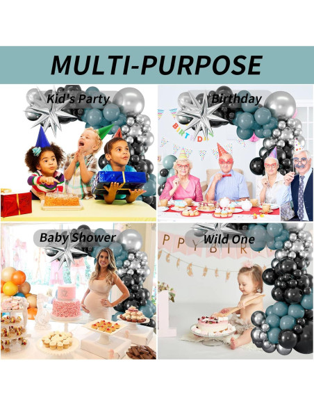 Kit Arco Globos Isndare Azul Negro Plateado 20 Piezas Kit Arco Globos Isndare Azul Negro Plateado 20 Piezas