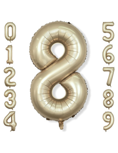 Globo Número 8 Dorado Metálico 101,6 cm Mylar para Fiestas