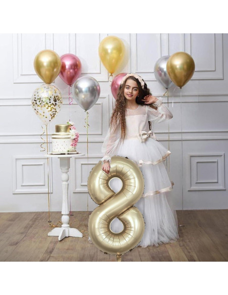 Globo Número 8 Dorado Metálico 101,6 cm Mylar para Fiestas Globo Número 8 Dorado Metálico 101,6 cm Mylar para Fiestas