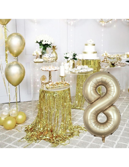 Globo Número 8 Dorado Metálico 101,6 cm Mylar para Fiestas Globo Número 8 Dorado Metálico 101,6 cm Mylar para Fiestas