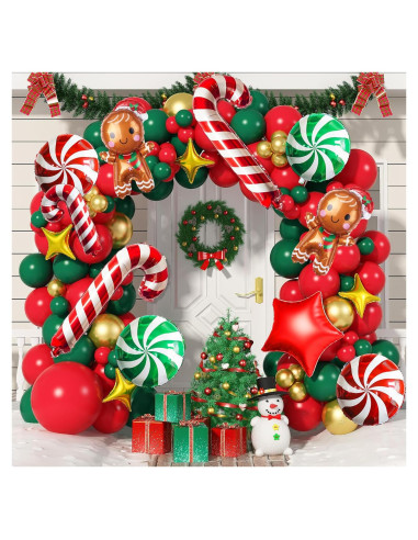 Kit Guirnalda Globos Navidad Isndare Rojo Verde Dorado